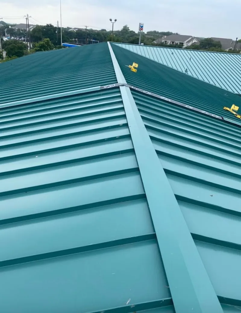 Green commercial metal roof ridge and valley for Metal Roof Repair in Duarte